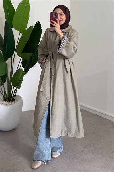 Astarlı Trençkot - Haki Yeşil