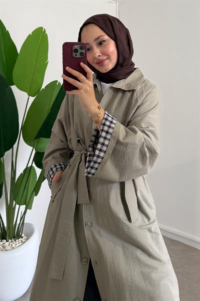 Astarlı Trençkot - Haki Yeşil