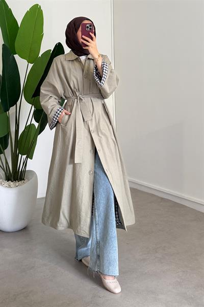 Astarlı Trençkot - Haki Yeşil