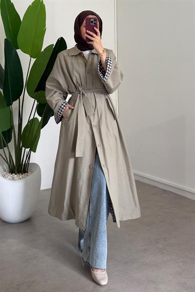 Astarlı Trençkot - Haki Yeşil