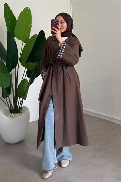 Astarlı Trençkot - Kahverengi