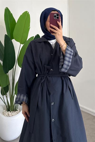 Astarlı Trençkot - Lacivert