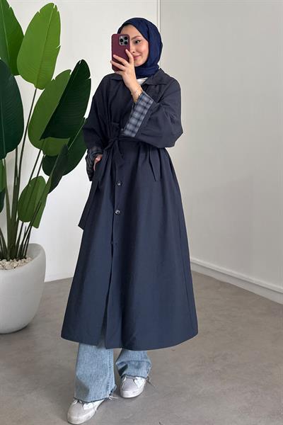 Astarlı Trençkot - Lacivert