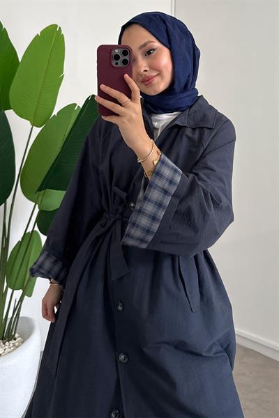 Astarlı Trençkot - Lacivert