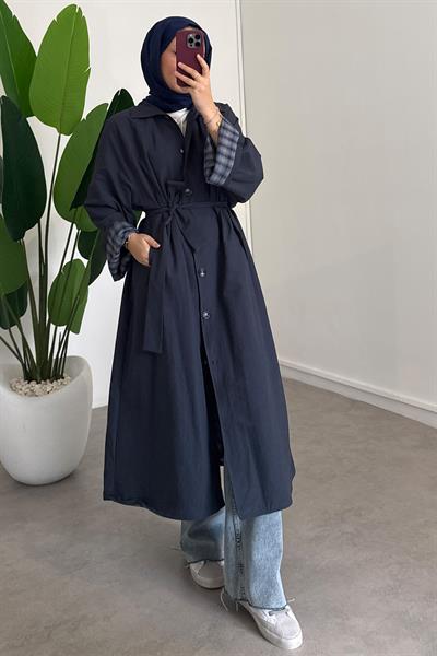 Astarlı Trençkot - Lacivert