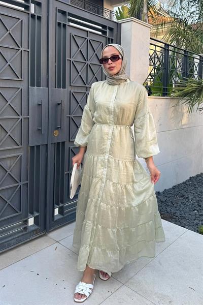 ASTARLI VUAL ELBİSE 31-3341 - OLİVE