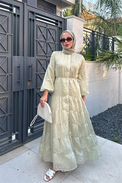 ASTARLI VUAL ELBİSE 31-3341 - OLİVE