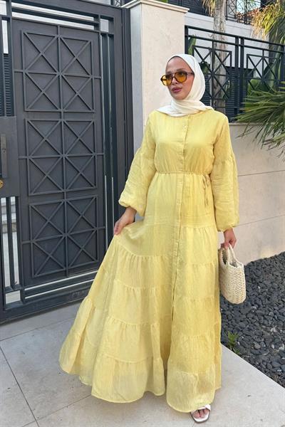 ASTARLI VUAL ELBİSE 31-3341 - SARI