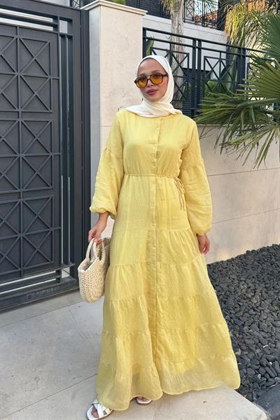 ASTARLI VUAL ELBİSE 31-3341 - SARI