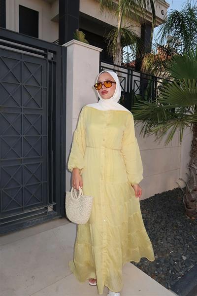 ASTARLI VUAL ELBİSE 31-3341 - SARI