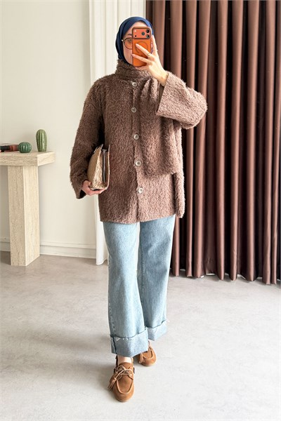 Atkılı Kürk Ceket - Vizon