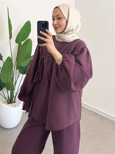 Bagcıklı Modal Takım - Bordo