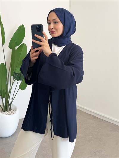 Baglama Detay Kimono - Lacivert