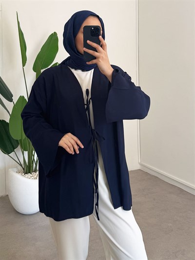 Baglama Detay Kimono - Lacivert