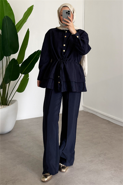 Bağlama Detaylı Takım - Lacivert