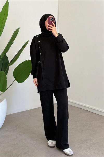 Bağlama Detaylı Takım - Siyah