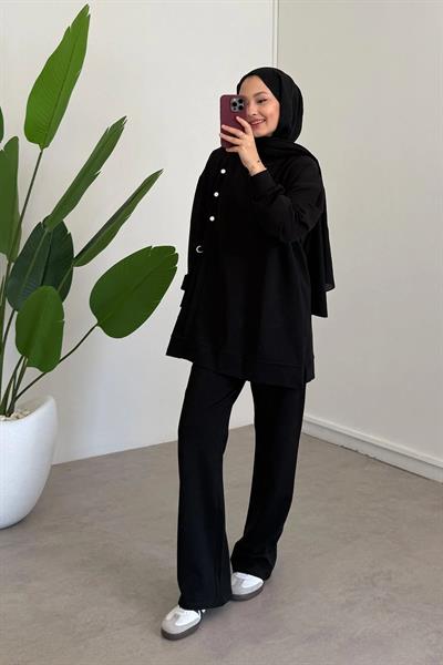 Bağlama Detaylı Takım - Siyah