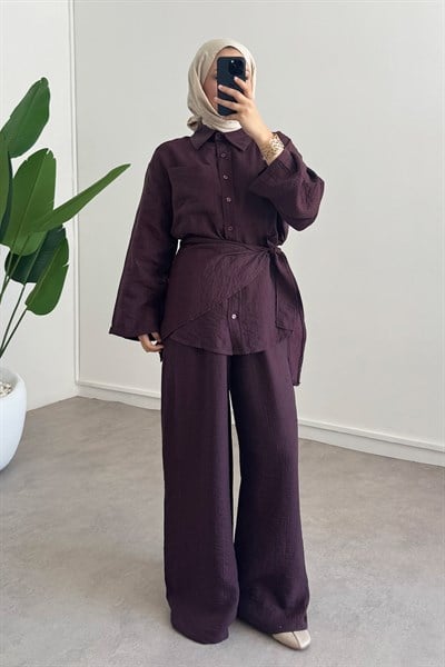 Baglama Keten Takım - Bordo