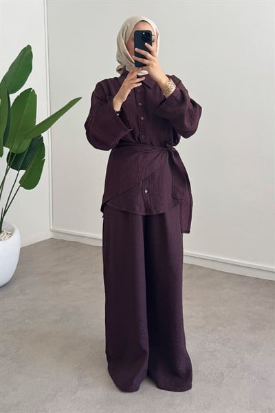 Baglama Keten Takım - Bordo