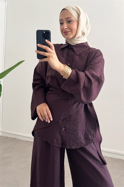Baglama Keten Takım - Bordo