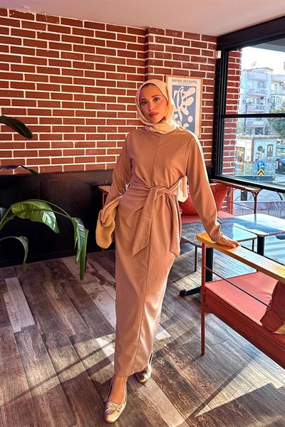 Baglamalı Elbise 4-6680- CAMEL