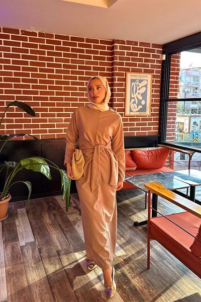 Baglamalı Elbise 4-6680- CAMEL
