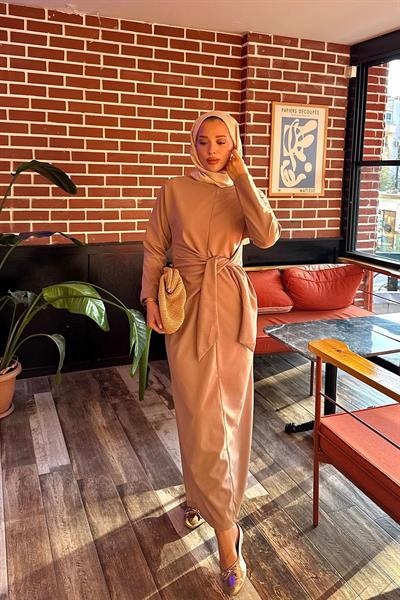 Baglamalı Elbise 4-6680- CAMEL