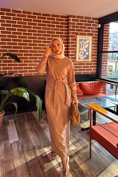 Baglamalı Elbise 4-6680- CAMEL