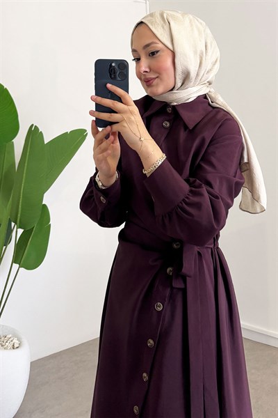 Bağlamalı Elbise - Bordo