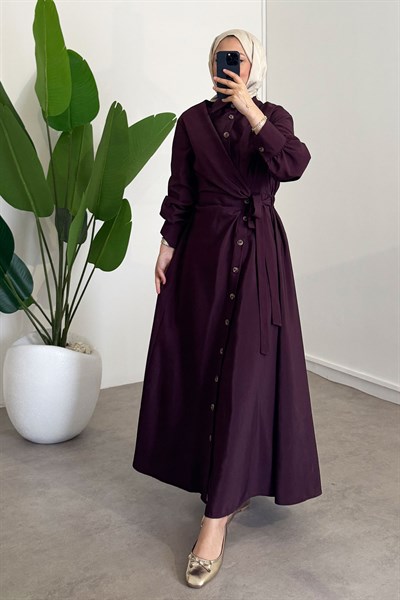 Bağlamalı Elbise - Bordo