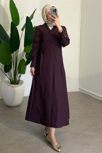 Bağlamalı Elbise - Bordo