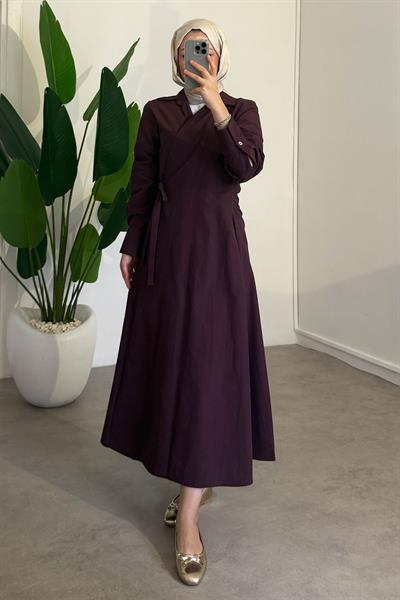 Bağlamalı Elbise - Bordo