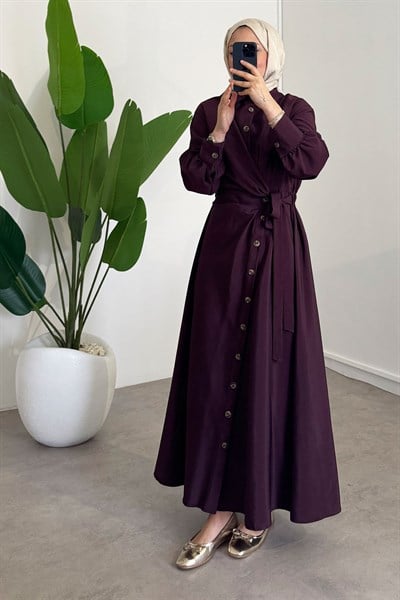 Bağlamalı Elbise - Bordo