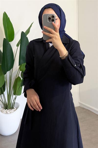 Bağlamalı Elbise - Lacivert