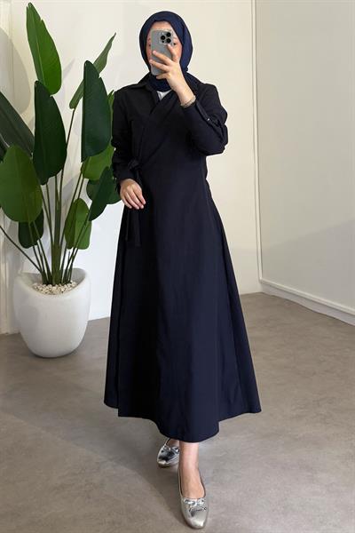 Bağlamalı Elbise - Lacivert