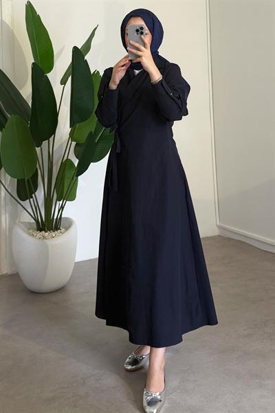 Bağlamalı Elbise - Lacivert