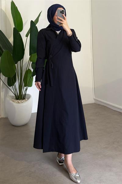 Bağlamalı Elbise - Lacivert