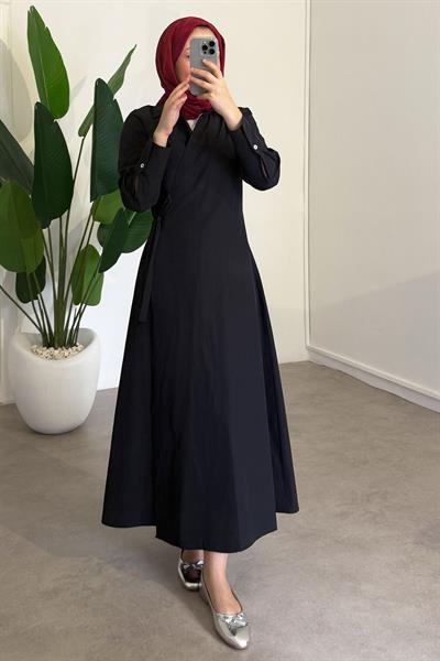 Bağlamalı Elbise - Siyah