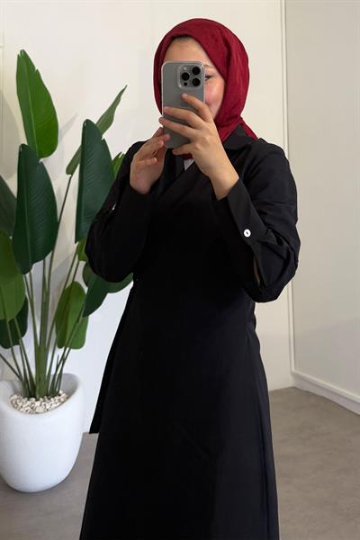 Bağlamalı Elbise - Siyah