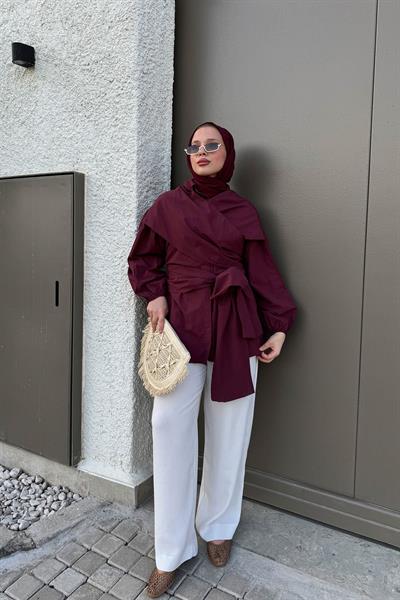 BAĞLAMALI GÖMLEK 31-2278- BORDO