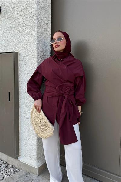 BAĞLAMALI GÖMLEK 31-2278- BORDO