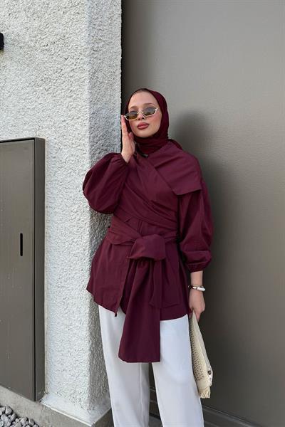 BAĞLAMALI GÖMLEK 31-2278- BORDO