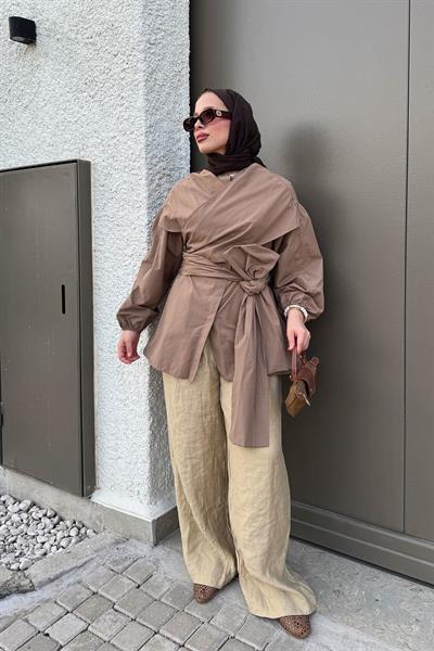 BAĞLAMALI GÖMLEK 31-2278- VİZON