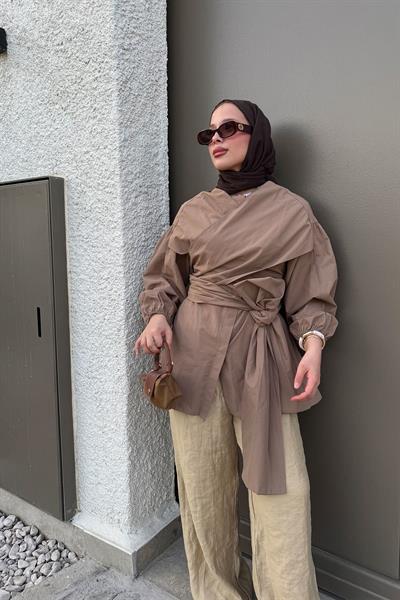 BAĞLAMALI GÖMLEK 31-2278- VİZON