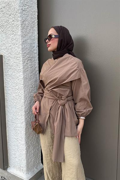 BAĞLAMALI GÖMLEK 31-2278- VİZON