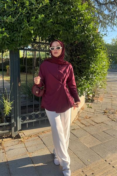 BAGLAMALI GÖMLEK 67-1232 - BORDO