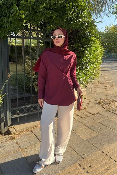 BAGLAMALI GÖMLEK 67-1232 - BORDO