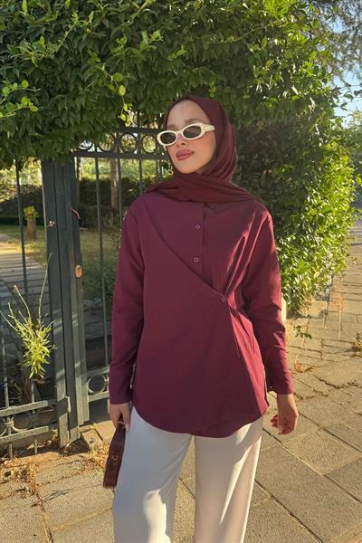 BAGLAMALI GÖMLEK 67-1232 - BORDO