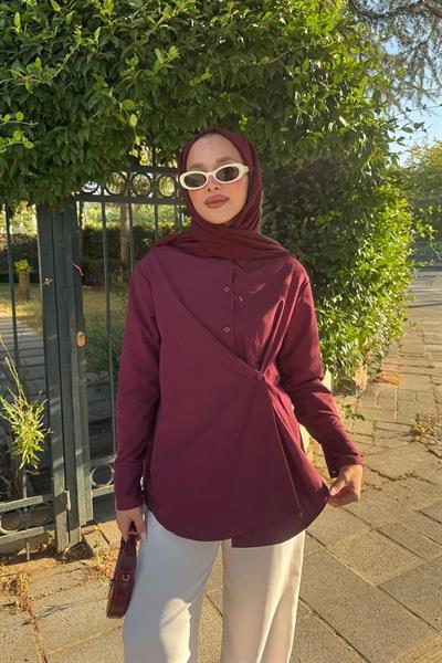 BAGLAMALI GÖMLEK 67-1232 - BORDO