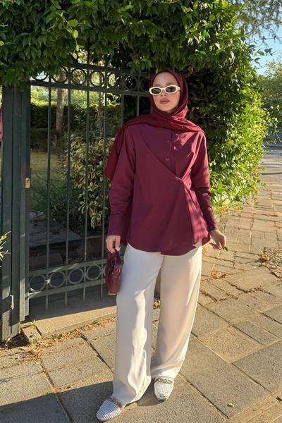 BAGLAMALI GÖMLEK 67-1232 - BORDO